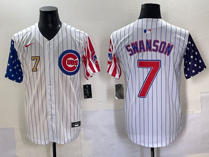 Men 2025 Chicago Cubs #7 Swanson White a generation of national flags Joint Name Nike MLB Jersey style 49
